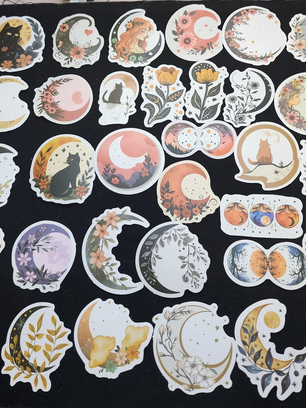 50 Celestial Cat & Moon Sticker Set